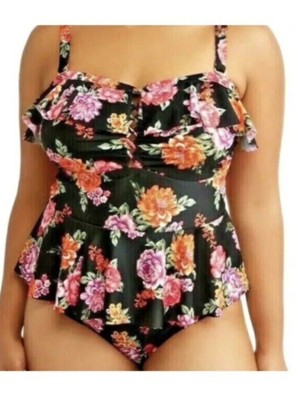 Floral One Piece Swimsuit 1X